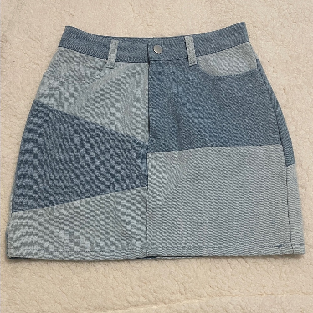 Altar'd State Blue Patchwork Mini Skirt - image 1